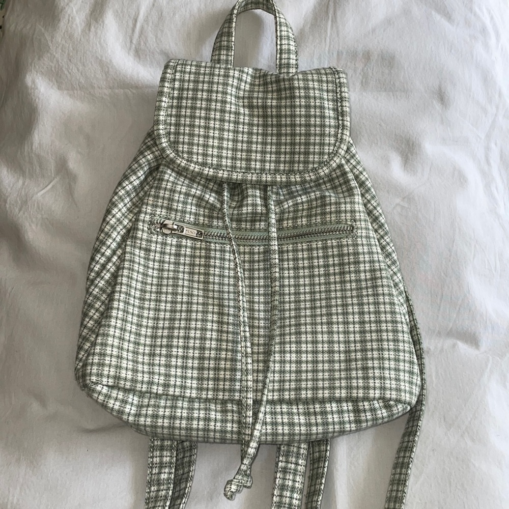 Green plaid backpack
